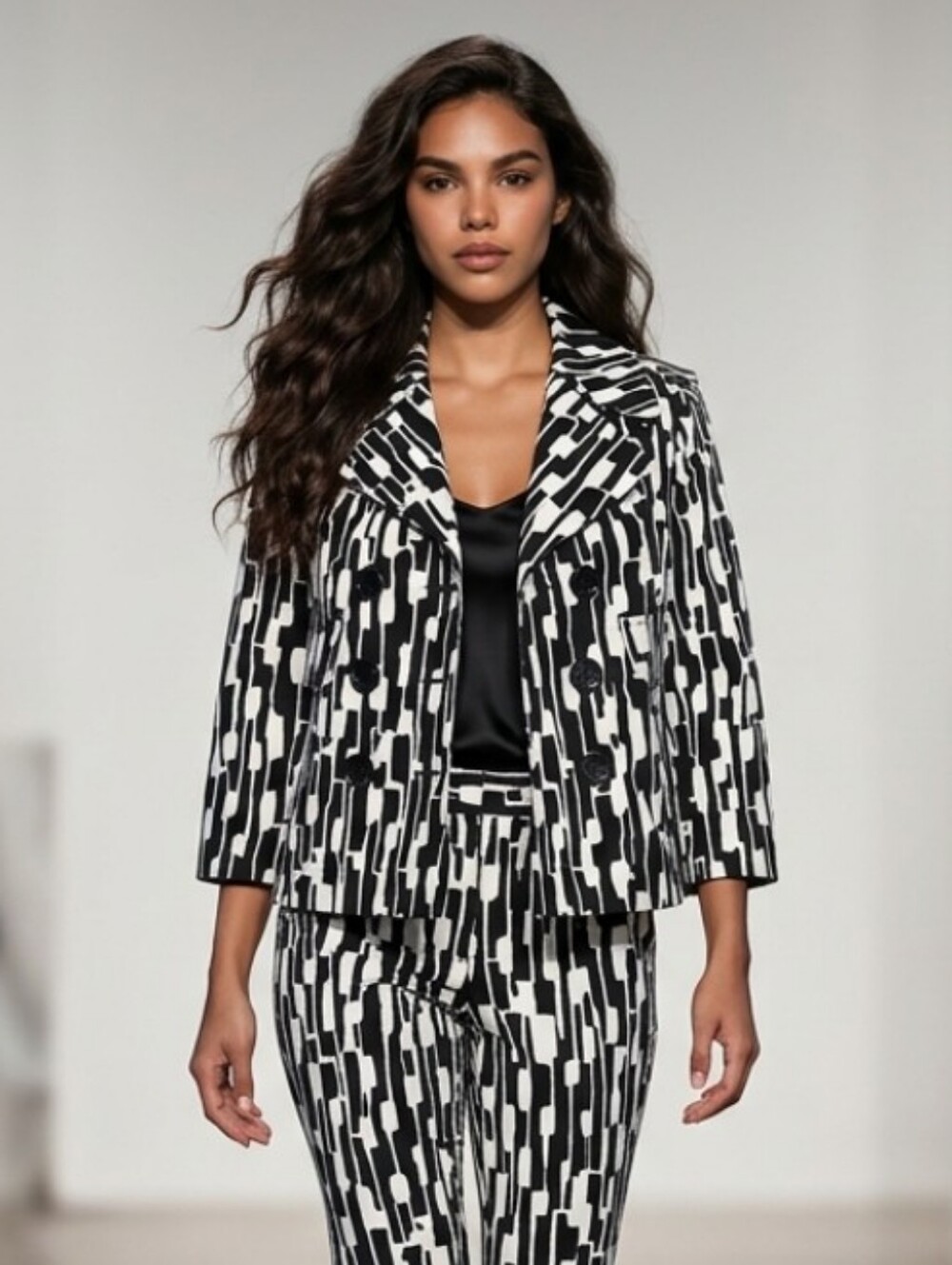 Michael Kors  Abstract Print Six Button Blazer Black & White Size Medium NWOT